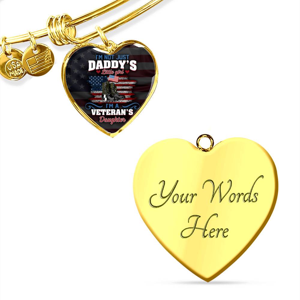 I'm Not Just Daddy's Little Girl I'm A Veteran's Daughter Luxury Heart Pendant Necklace - Daughter Of Veteran Gifts