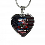 I'm Not Just Daddy's Little Girl I'm A Veteran's Daughter Luxury Heart Pendant Necklace - Daughter Of Veteran Gifts