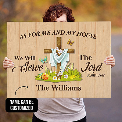 Alternative view of Personalized as for Me and My House We Will Serve the Lord Gallery Wrapped Framed Canvas Prints - Unframed Poster