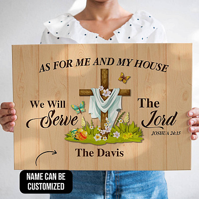 Personalized as for Me and My House We Will Serve the Lord Gallery Wrapped Framed Canvas Prints - Unframed Poster