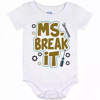 ms break, White, Baby Onesie - 12 Month