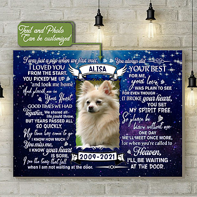 Personalized Photo I Was Just A Pup When We First Met Dog Memorial Framed Canvas Prints - Unframed Poster