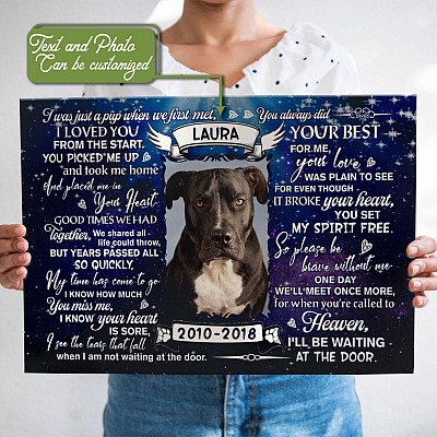 Alternative view of Personalized Photo I Was Just A Pup When We First Met Dog Memorial Framed Canvas Prints - Unframed Poster
