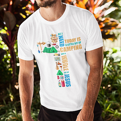 Alternative view of All I Need Today Is A Little Bit Of Camping And A Whole Lot Of Jesus T-shirt - V-neck Tee - Funny Shirt