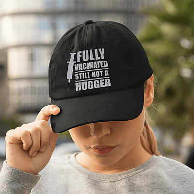 Alternative view of Funny Fully Vaccinated Still Not a Huger Pro Vax Twill Cap - High-Profile Snapback Hat - Trucker Hat