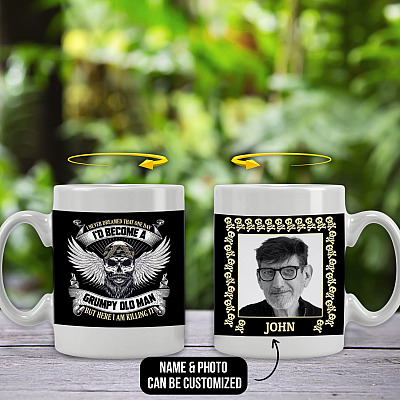 Alternative view of Personalized Photo I Never Dreamed that One Day I'd Become a Grumpy Old Man Full Print Ceramic Coffee Mug