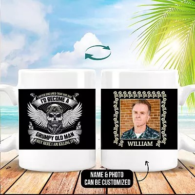 Personalized Photo I Never Dreamed that One Day I'd Become a Grumpy Old Man Full Print Ceramic Coffee Mug