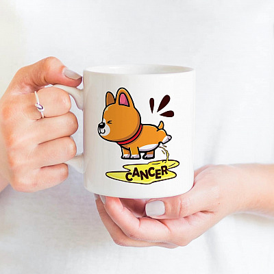Funny Corgi Cancer Ceramic Coffee Mug - Beer Stein - Water Bottle - Color Changing Mug
