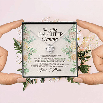 Personalized to My Daughter From Mom if Ever There Is Tomorrow Love Knot Pendant Necklace