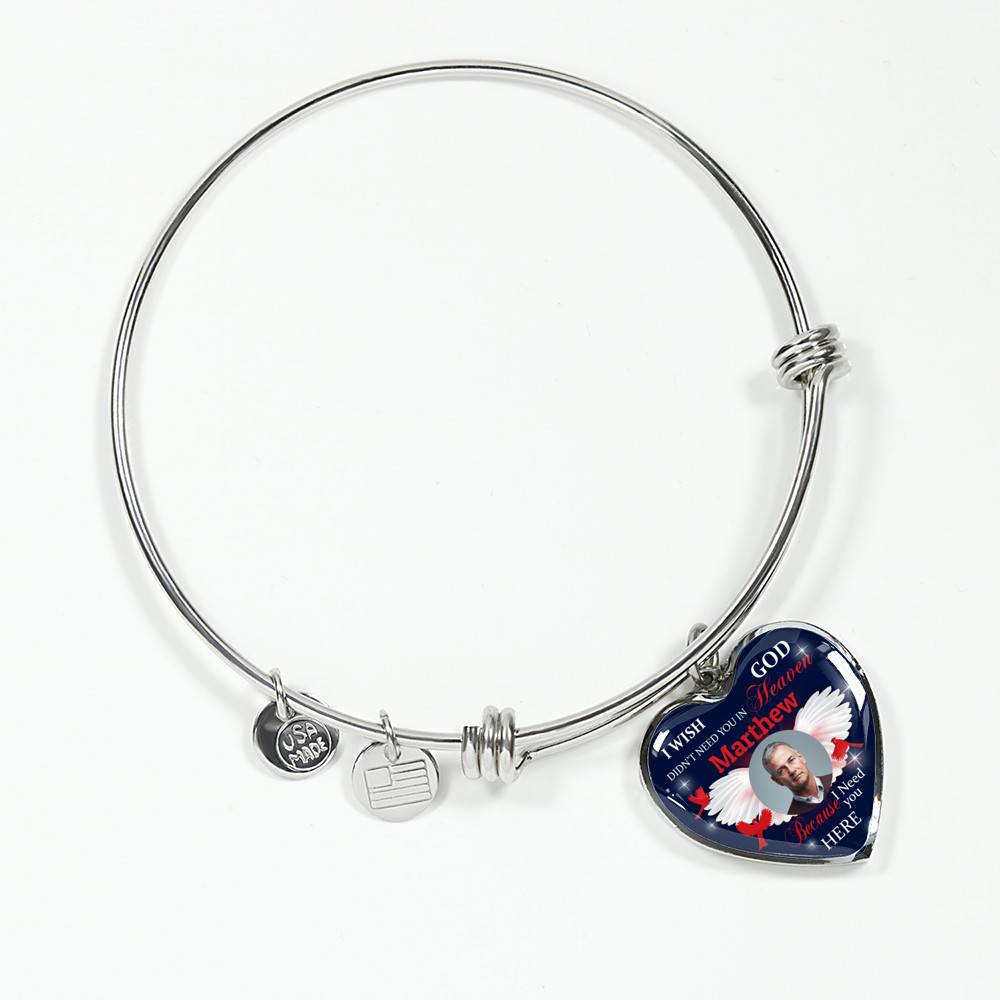 Custom Photo I Wish God Didn't Need You In Heaven I Need You Here Heart Pendant Necklace - Cardinal Memorial In Heaven Necklace