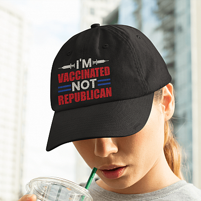 Alternative view of I'm Vaccinated Not Republican Team Vaccine Team Science Twill Cap - High-Profile Snapback Hat - Trucker Hat