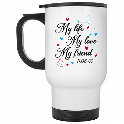 14 oz. White Travel Mug