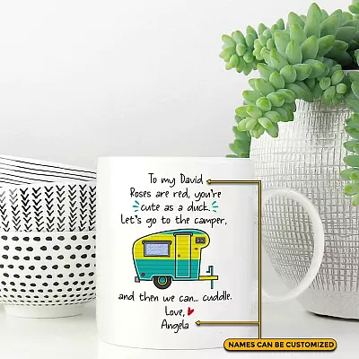 Personalized To My Husband Roses Are Red You're Cute As A Duck Camping Ceramic Coffee Mug - Water Bottle