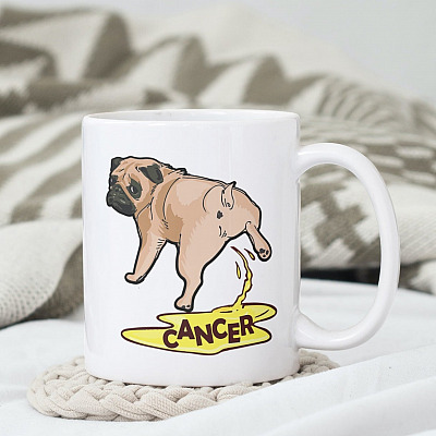 Alternative view of Funny Pug Cancer Ceramic Coffee Mug - Beer Stein - Water Bottle - Color Changing Mug