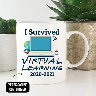 Alternative view of Personalized I Survived Virtual Learning Pandemic Coffee Mug - Beer Stein - Water Bottle - Color Changing Mug