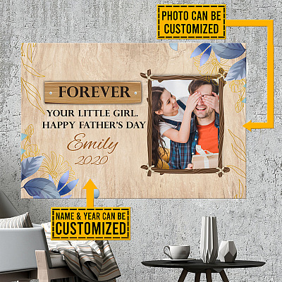 Alternative view of Personalized Photo Forever Your Little Girl Happy Father's Day 2021 Framed Canvas - Unframed Poster