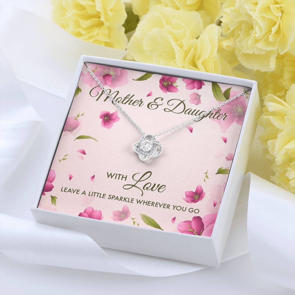 Mother And Daughter With Love Leave A Little Sparkle Wherever You Go Love Knot Pendant Necklace