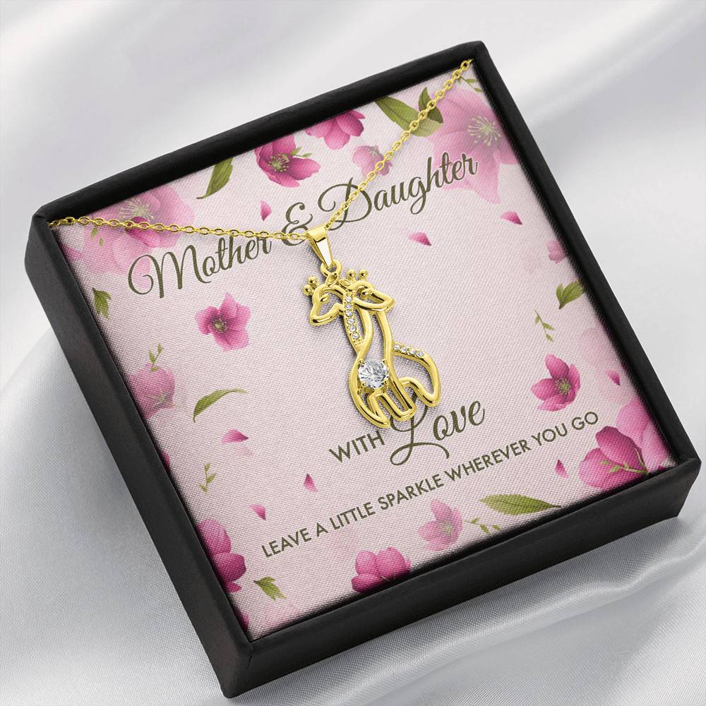 Mother And Daughter With Love Leave A Little Sparkle Wherever You Go Giraffe Pendant Necklace