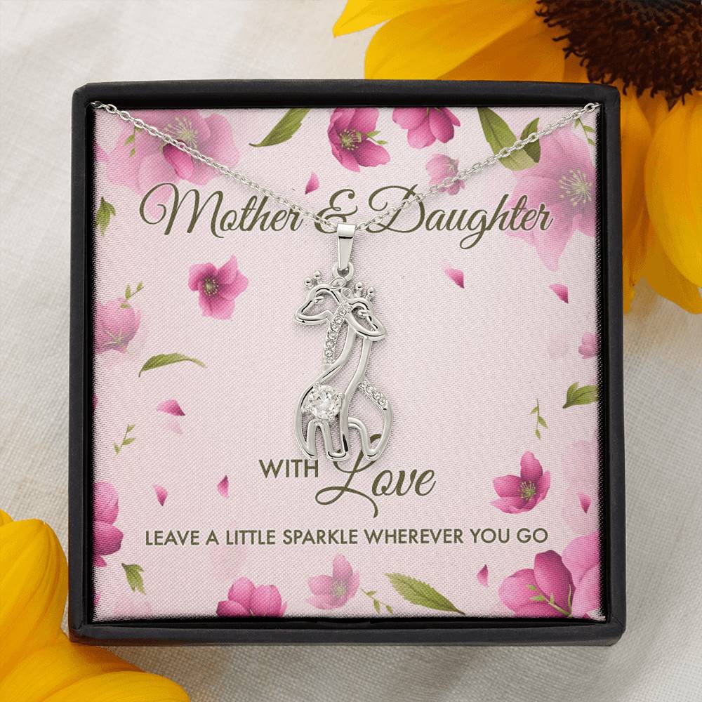Mother And Daughter With Love Leave A Little Sparkle Wherever You Go Giraffe Pendant Necklace