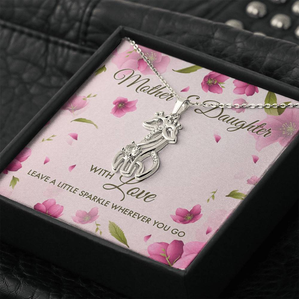 Mother And Daughter With Love Leave A Little Sparkle Wherever You Go Giraffe Pendant Necklace
