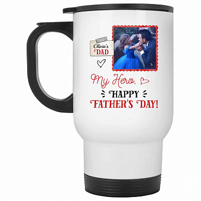 14 oz. White Travel Mug