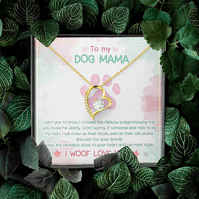 To My Dog Mama Until We Meet Again I Woof Love You Forever Love Pendant Necklace