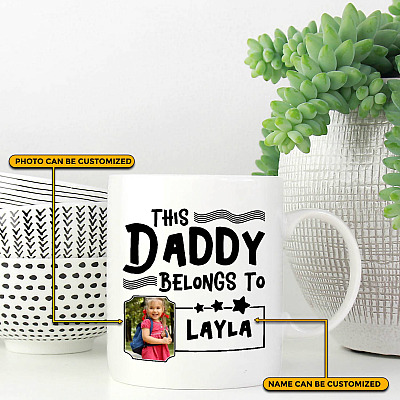 Alternative view of Personalized Photo This Daddy Belongs to Ceramic Coffee Mug - Beer Stein - Water Bottle - Color Changing Mug