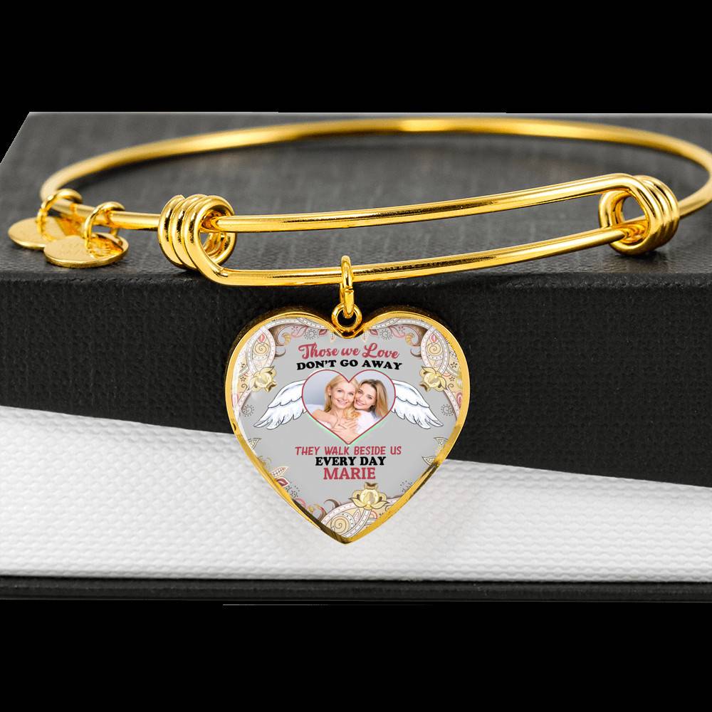 Custom Photo Those We Love Don't Go Away They Walk Beside Us Everyday Heart Pendant Necklace Custom Photo Those We Love Don't Go Away They Walk Beside Us Everyday Heart Pendant Necklace