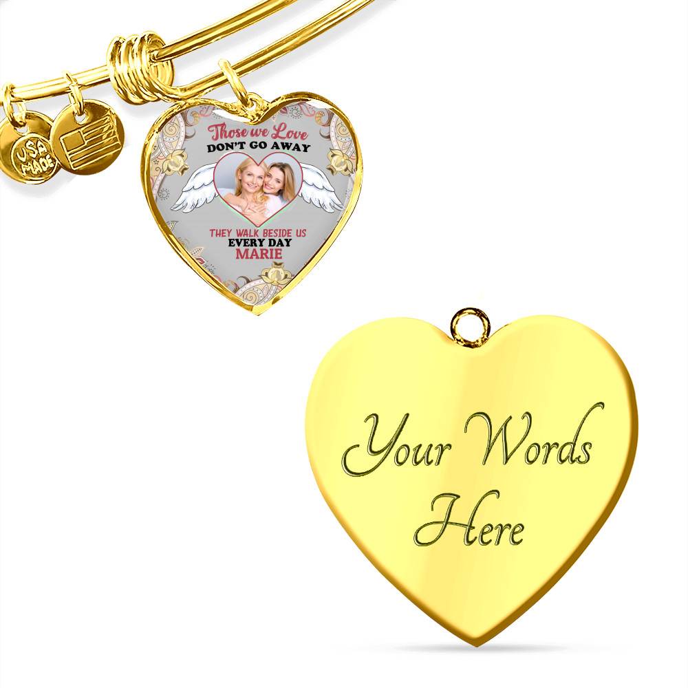 Custom Photo Those We Love Don't Go Away They Walk Beside Us Everyday Heart Pendant Necklace Custom Photo Those We Love Don't Go Away They Walk Beside Us Everyday Heart Pendant Necklace