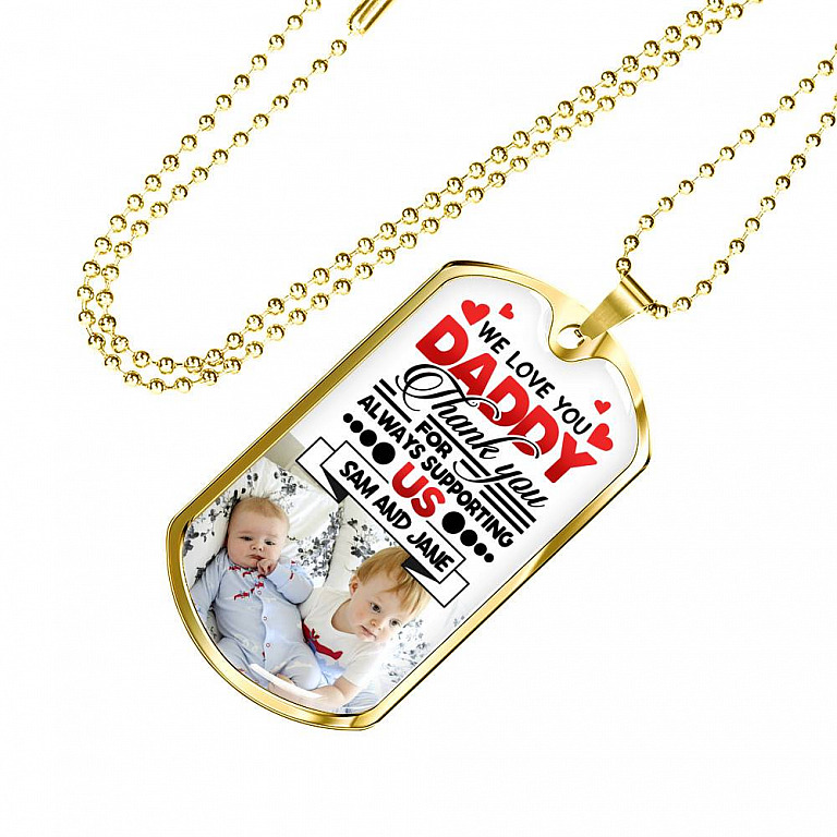 Personalized Dog Tags For Dad Custom Photo We Love You Daddy Dog Tag Necklace CubeBik