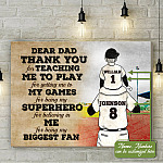 Personalized Dear Dad Thank You For Teaching Me To Play Gallery Wrapped Framed Canvas Prints - Unframed Poster