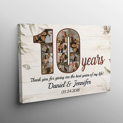 Alternative view of Personalized Photo 10 Years Anniversary - 10th Wedding Anniversary Custom Photo Framed Canvas - Unframed Poster