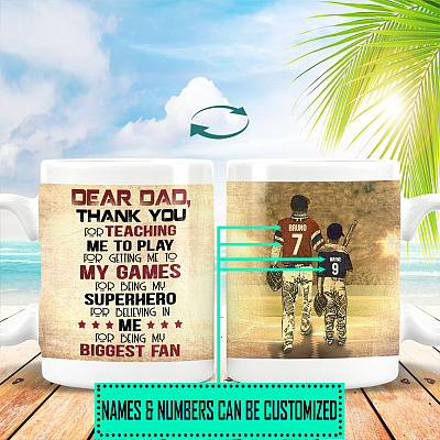 Alternative view of Personalized Dear Dad Thank You For Teaching Me Coffee Mug - Beer Stein - Water Bottle - Color Changing Mug