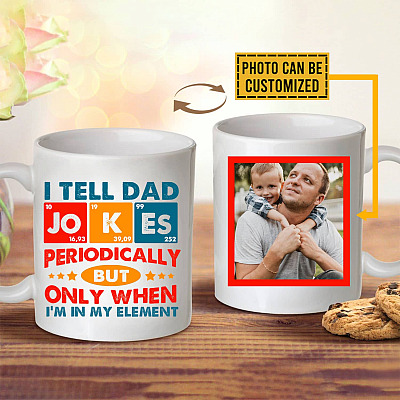 Alternative view of Custom Photo I Tell Dad Jokes Periodically Coffee Mug - Beer Stein - Water Bottle - Color Changing Mug