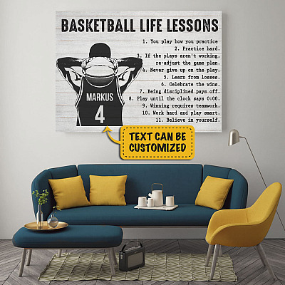 Alternative view of Personalized Basketball Life Lessons You Play How You Practice Wrapped Framed Canvas Prints - Unframed Poster