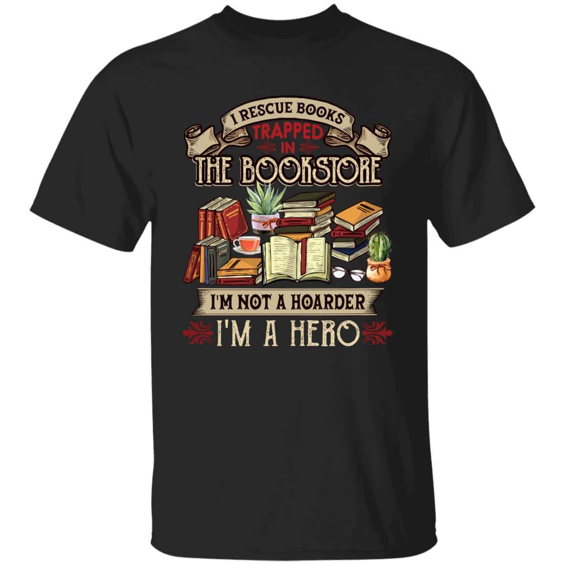 I Rescue Books Shirt, Black, Unisex T-Shirt
