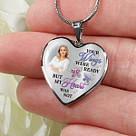 Personalized Photo Butterfly Your Wings Were Ready but My Heart Was Not Memorial Heart Pendant Necklace - Bangle