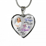 Personalized Photo Butterfly Your Wings Were Ready but My Heart Was Not Memorial Heart Pendant Necklace - Bangle