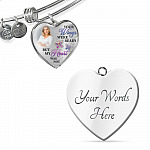Personalized Photo Butterfly Your Wings Were Ready but My Heart Was Not Memorial Heart Pendant Necklace - Bangle