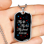 Personalized My Life My Love My Friend Dog Tag Pendant Necklace