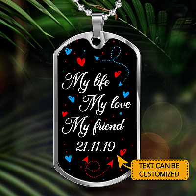 Alternative view of Personalized My Life My Love My Friend Dog Tag Pendant Necklace