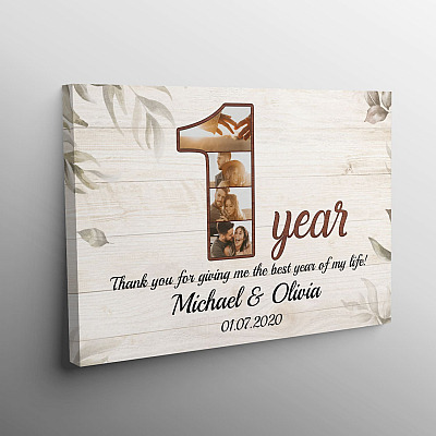 Alternative view of Personalized Photo 1 Year Anniversary - 1st Wedding Anniversary Custom Photo Framed Canvas - Unframed Poster