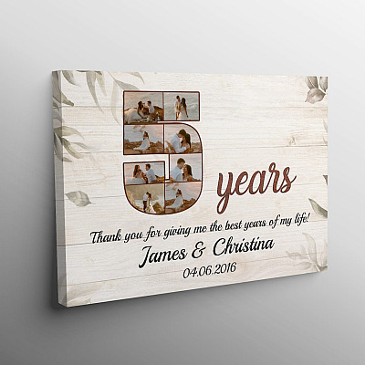 Alternative view of Personalized Photo 5 Years Anniversary - 5th Wedding Anniversary Custom Photo Framed Canvas - Unframed Poster