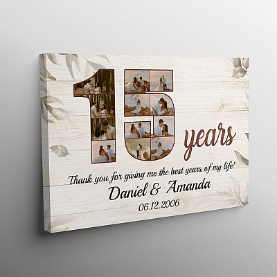 Alternative view of Personalized Photo 15 Years Anniversary - 15th Wedding Anniversary Custom Photo Framed Canvas - Unframed Poster