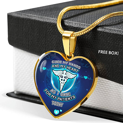 Guide My Hands And My Heart As I Care For My Patients Today Luxury Heart Pendant Necklace