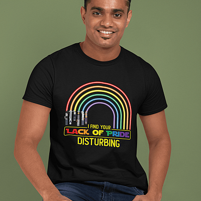 Alternative view of I Find Your Lack Of Pride Disturbing T-shirt - V-neck - Funny LGBTQ Rainbow LGBT Pride Shirt
