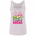Our Flock Rocks Flamingo Tank, White, Ladies Tank Top