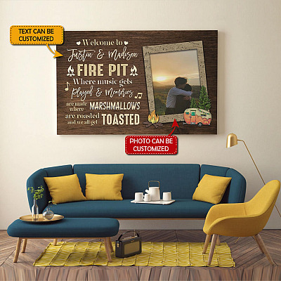 Alternative view of Personalized Photo Welcome to Our Fire Pit Framed Canvas Prints - Unframed Poster - Home Decor Wall Art
