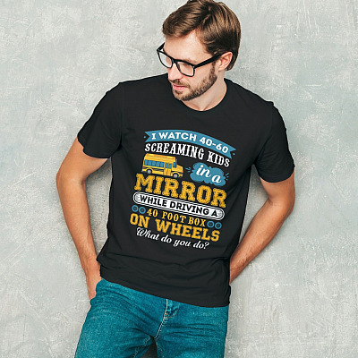 Alternative view of Funny School Bus Driver Screaming Kids T-Shirt