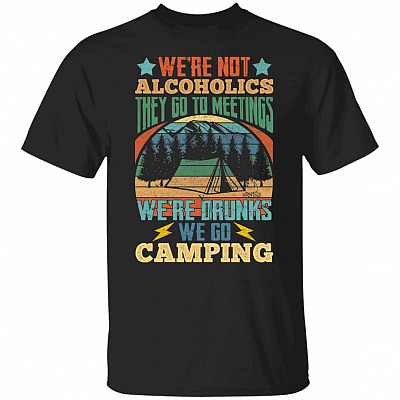 camping, Black, Unisex T-Shirt